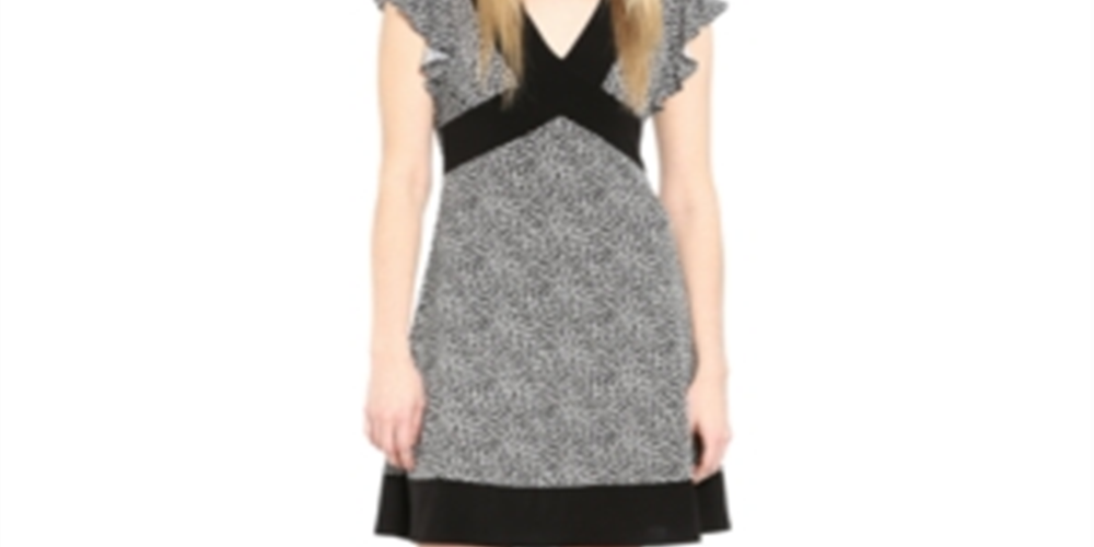 Vestido evasê com estampa de chita Michael Kors feminino, cinza, tamanho grande