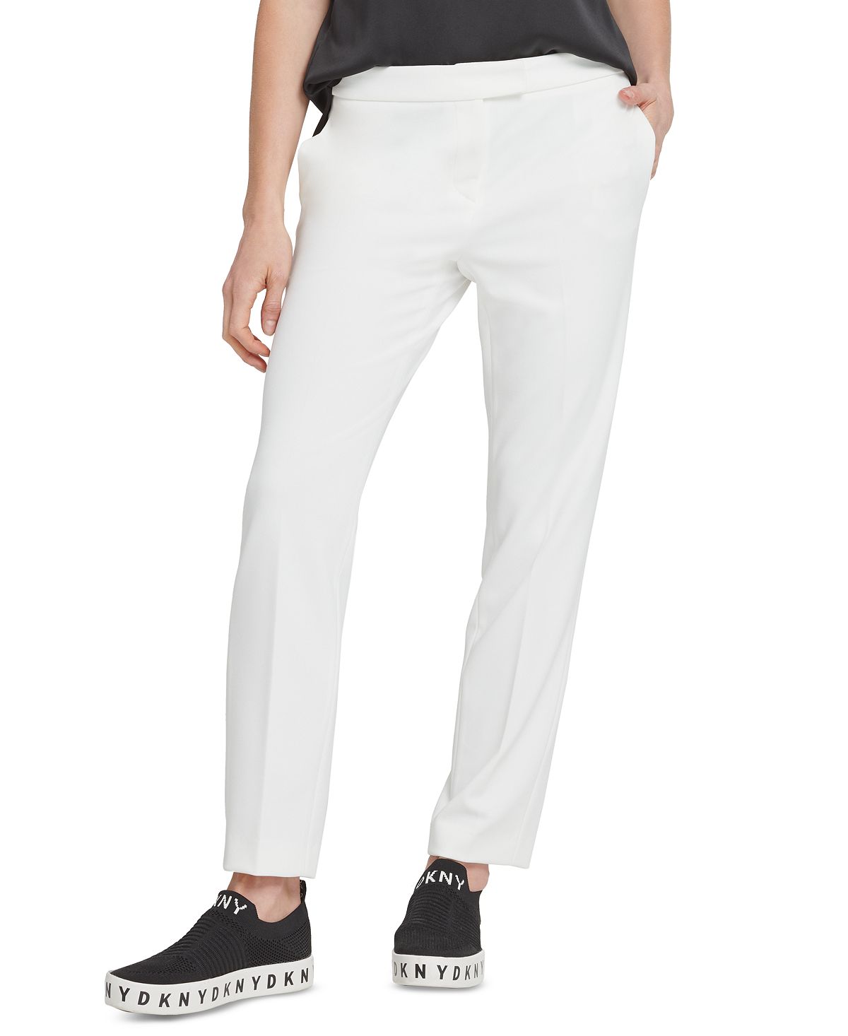 Calça DKNY Foundation Slim Ankle Feminina Branca Tamanho 16