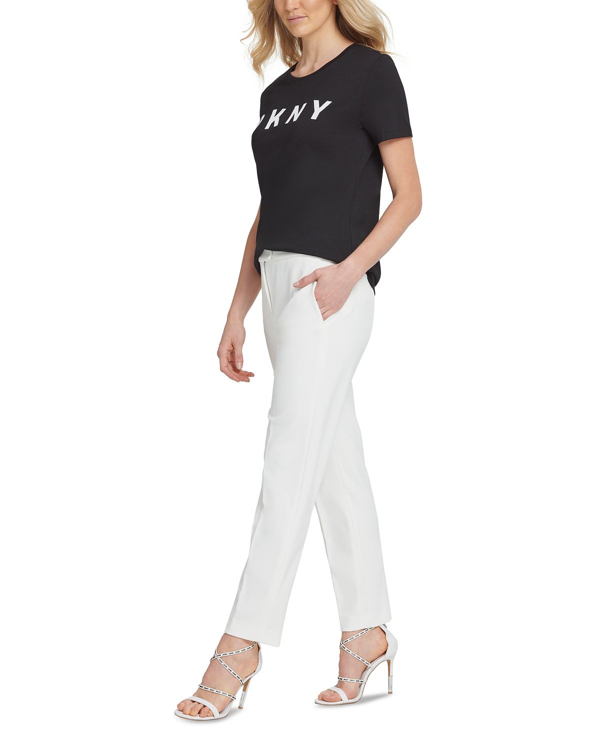 Calça DKNY Foundation Slim Ankle Feminina Branca Tamanho 16