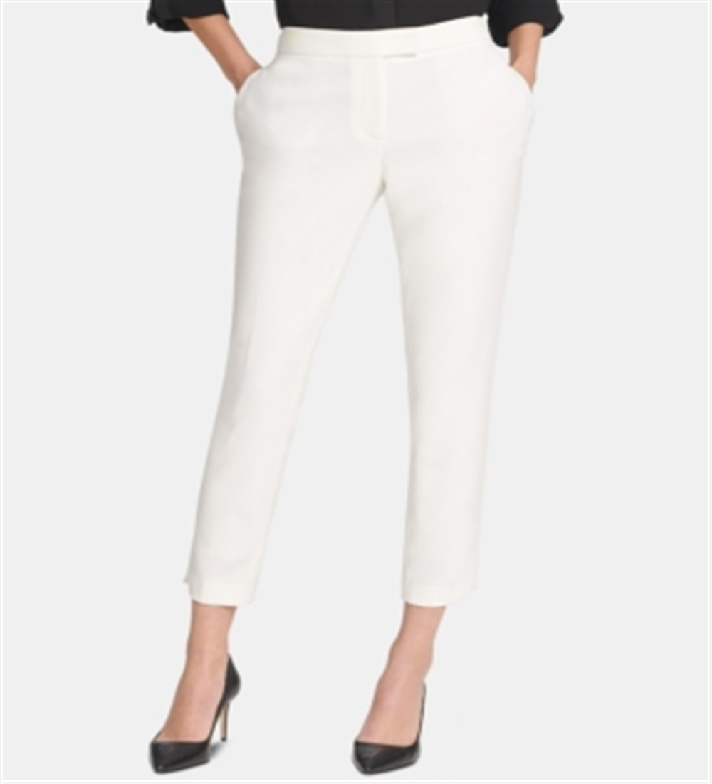 Calça DKNY Foundation Slim Ankle Feminina Branca Tamanho 16