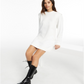 Vestido moletom feminino INC com ombreiras e gola redonda, branco, tamanho P