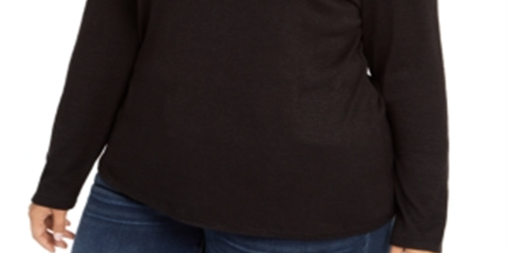 INC International Concepts Top Feminino com Ombros Grandes e Renda, Preto, Tamanho 0X