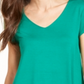 Blusa feminina Alfani, decote em V médio, malha, verde, tamanho médio