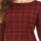 Blusa feminina Charter Club de algodão xadrez com manga 3/4, vinho, tamanho G