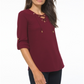 Blusa feminina Michael Kors Waffle Knit com cadarço frontal, vermelha, tamanho grande