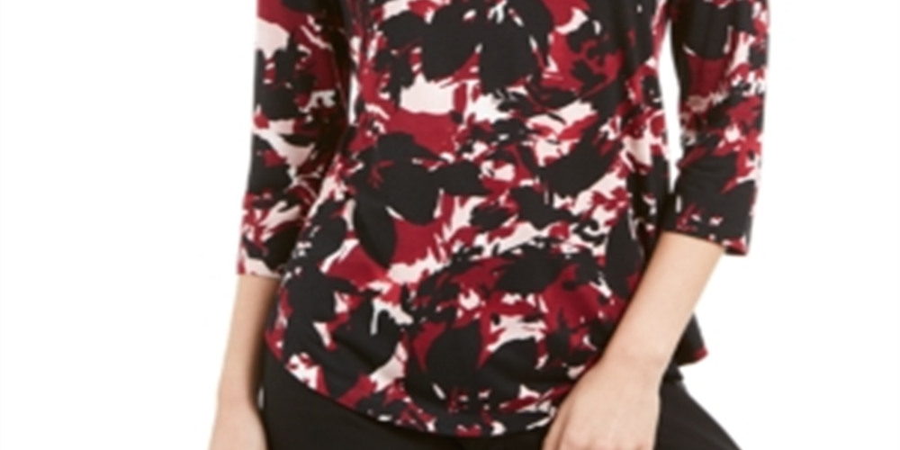 Camiseta feminina estampada manga 3/4 da coleção JM, preta, tamanho pequeno