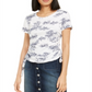 Blusa feminina de algodão com estampa de laço e bainha, tamanho pequeno, branca, da INC International Concepts