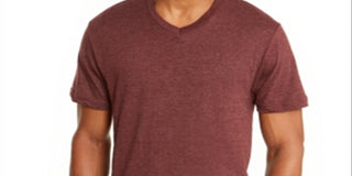 Camiseta masculina Alfani com decote em V, cor vinho, tamanho 2XL