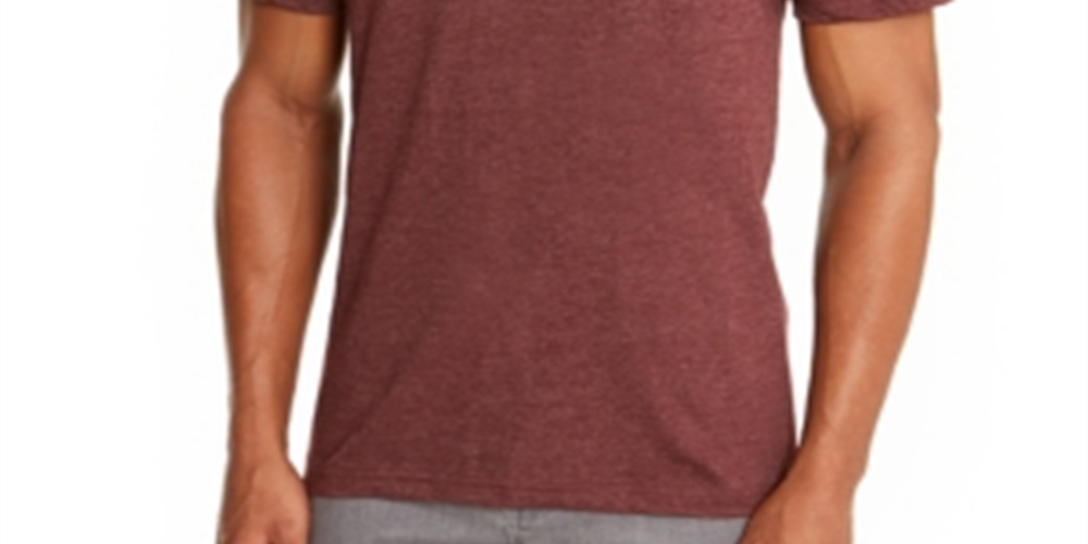 Camiseta masculina Alfani com decote em V, cor vinho, tamanho 2XL