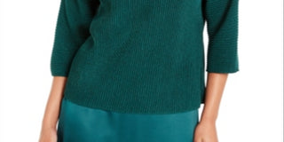 Suéter feminino Alfani com nervuras metálicas, verde, tamanho pequeno