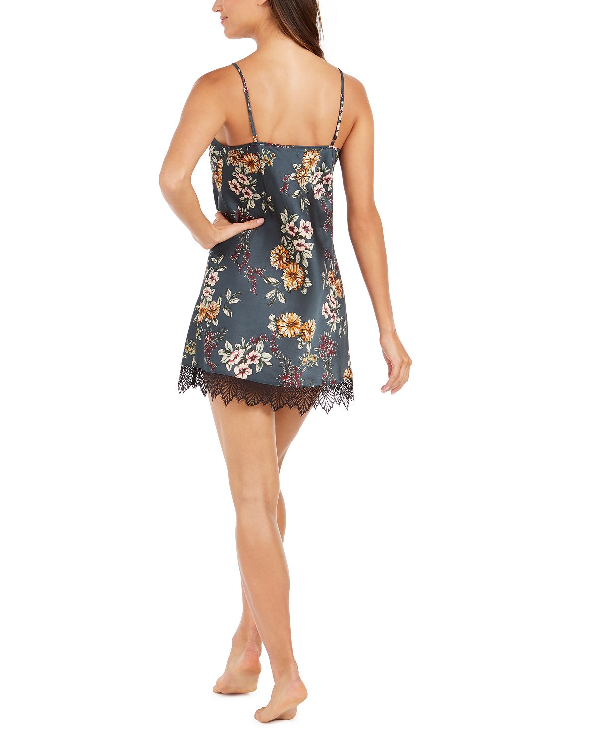 Camisola feminina INC com acabamento em renda, preta, tamanho XS