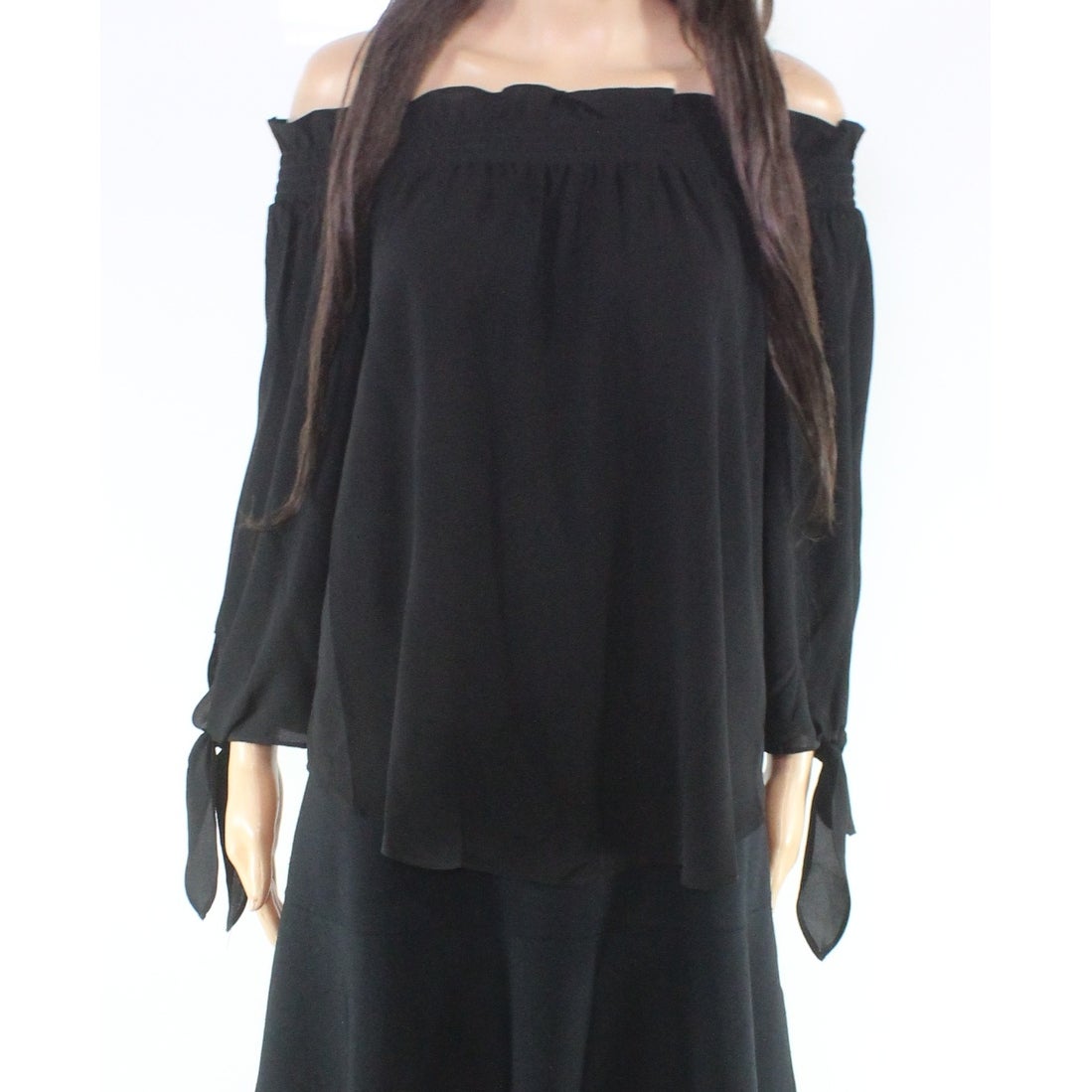 Michael Kors Women's Sleeve Tie Blouse Black Size Medium