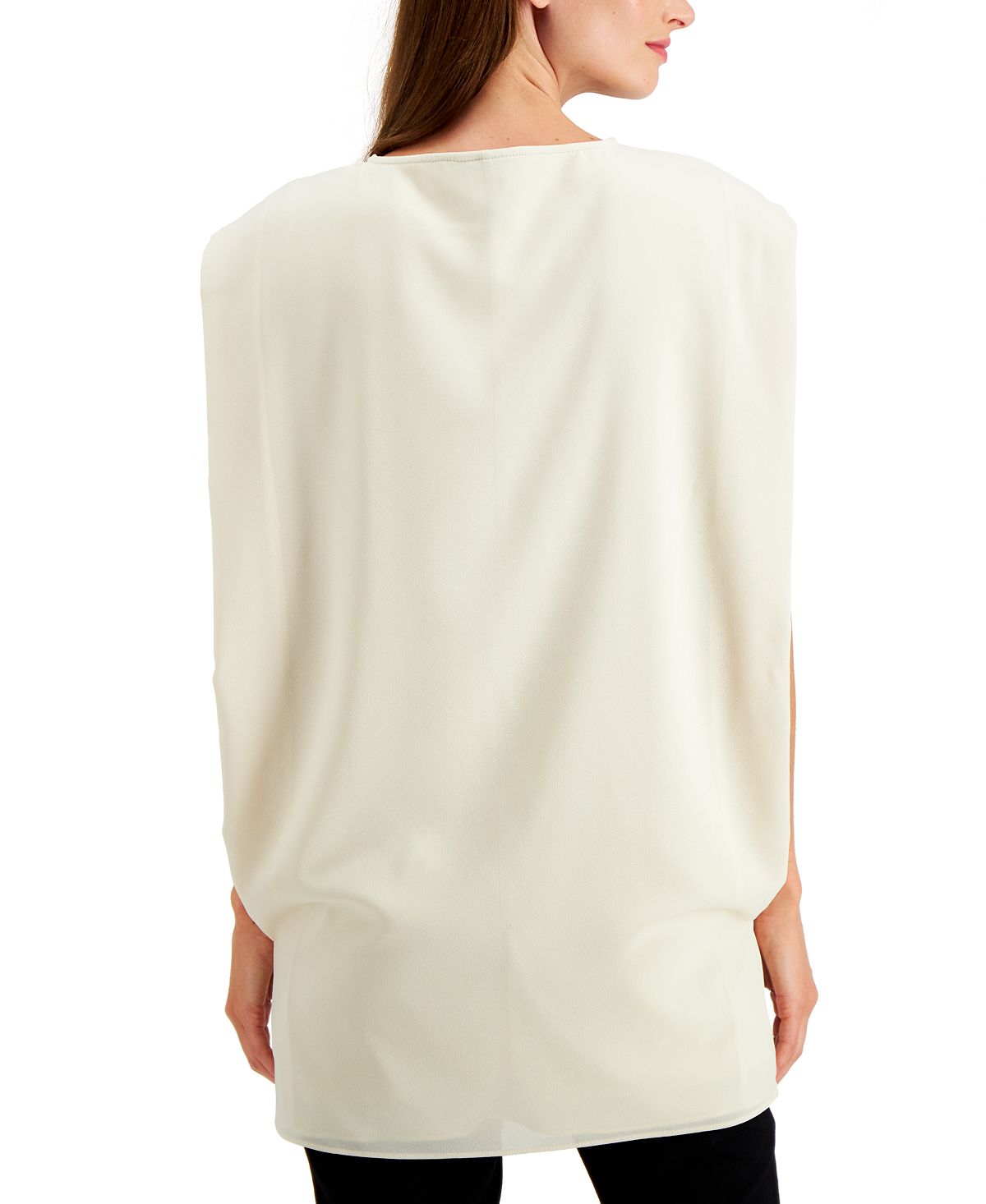 Blusa feminina Alfani lisa sem mangas com decote em joia, preta, tamanho pequeno