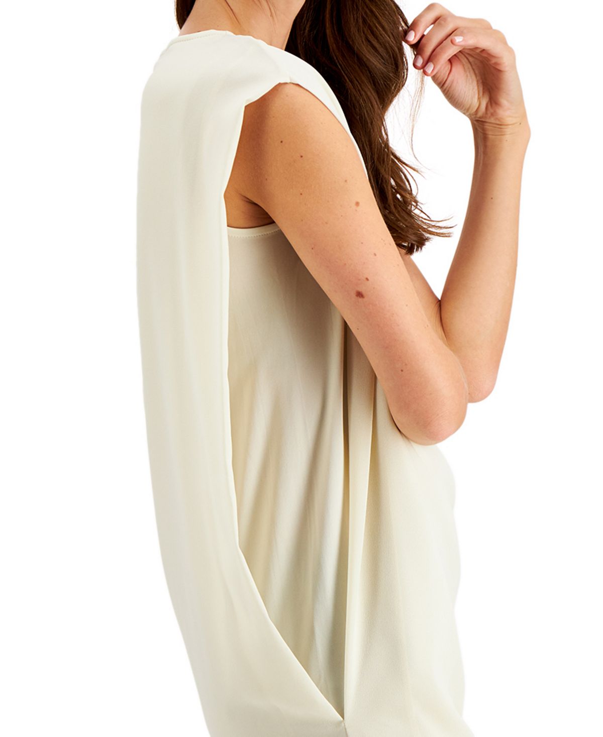 Blusa feminina Alfani lisa sem mangas com decote em joia, preta, tamanho pequeno