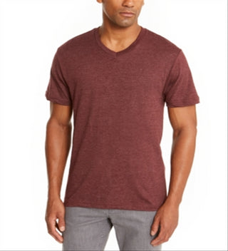 Camiseta masculina Alfani com decote em V, vermelha, tamanho XL