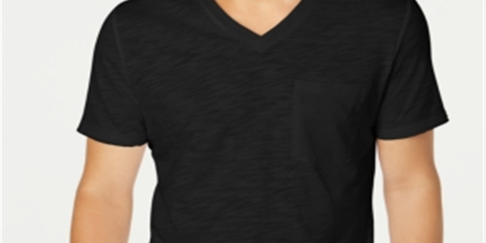 Camiseta masculina com decote em V e bolso, preta, tamanho P, da INC International Concepts