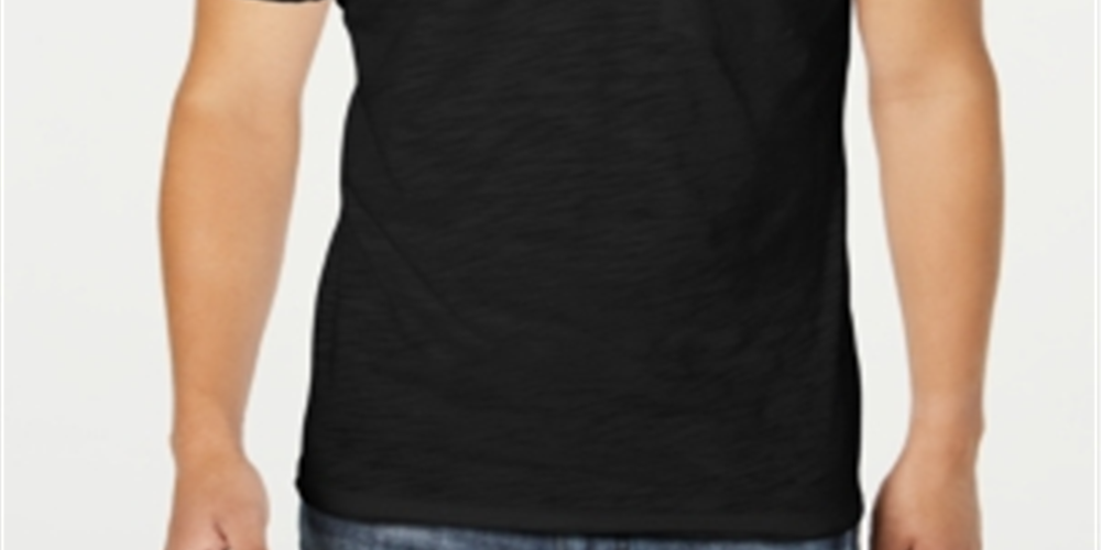 Camiseta masculina com decote em V e bolso, preta, tamanho P, da INC International Concepts