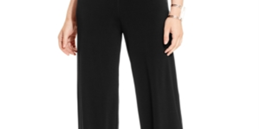Calça feminina Alfani de malha com perna larga, preta, tamanho XS