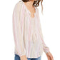 Blusa listrada feminina INC International Concepts Peasant rosa tamanho P