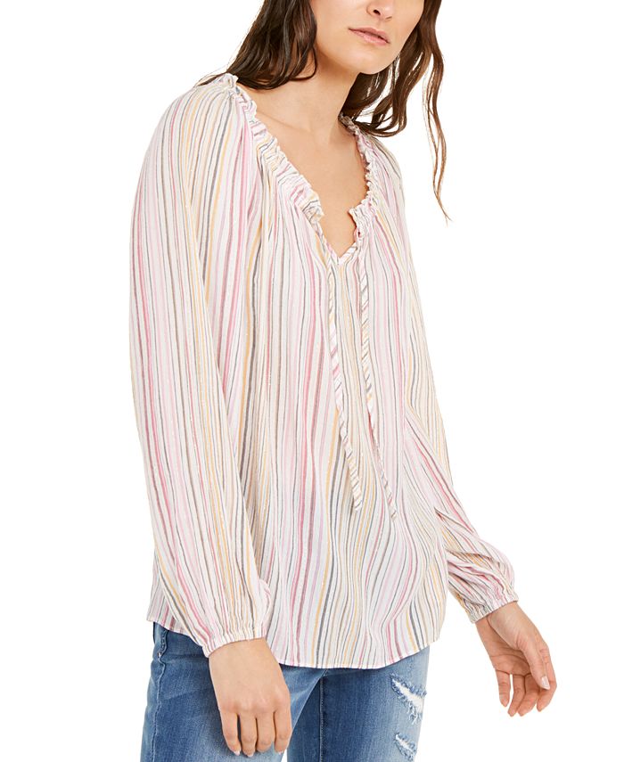 Blusa listrada feminina INC International Concepts Peasant rosa tamanho P