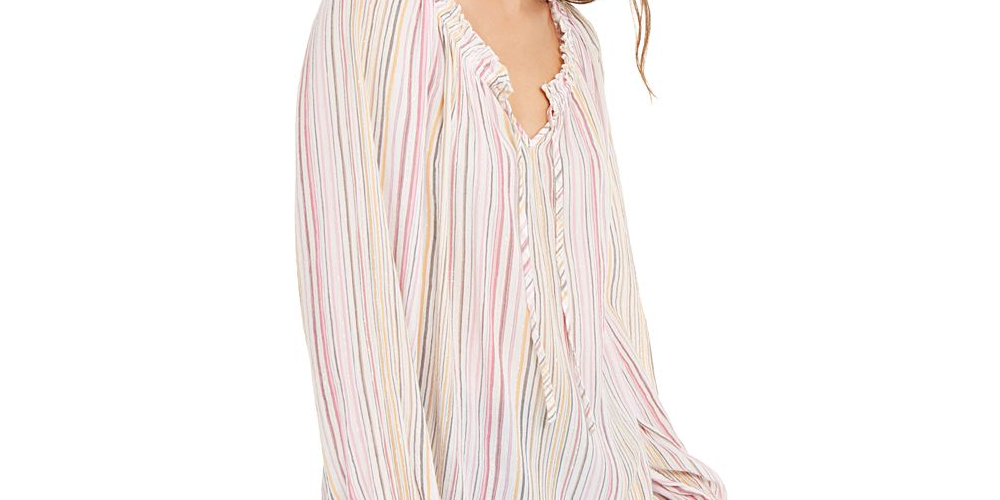 Blusa listrada feminina INC International Concepts Peasant rosa tamanho P