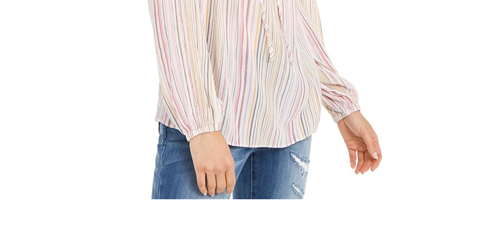 Blusa listrada feminina INC International Concepts Peasant rosa tamanho P