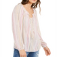 Blusa listrada feminina INC International Concepts Peasant rosa tamanho P