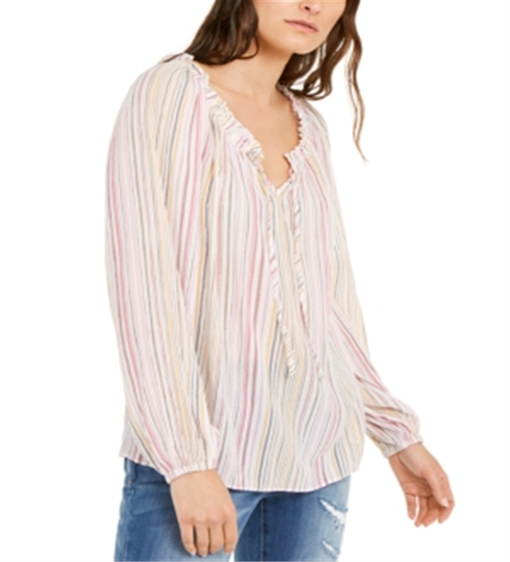 Blusa listrada feminina INC International Concepts Peasant rosa tamanho P