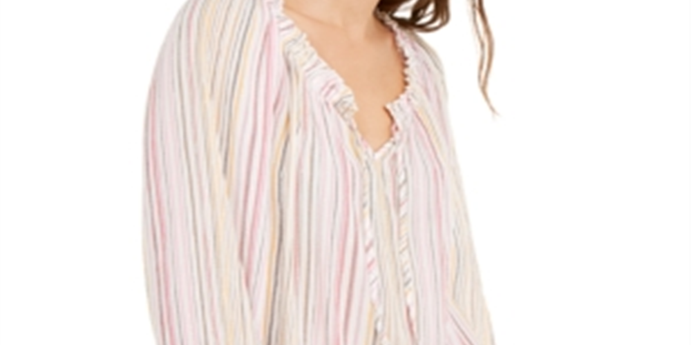 Blusa listrada feminina INC International Concepts Peasant rosa tamanho P