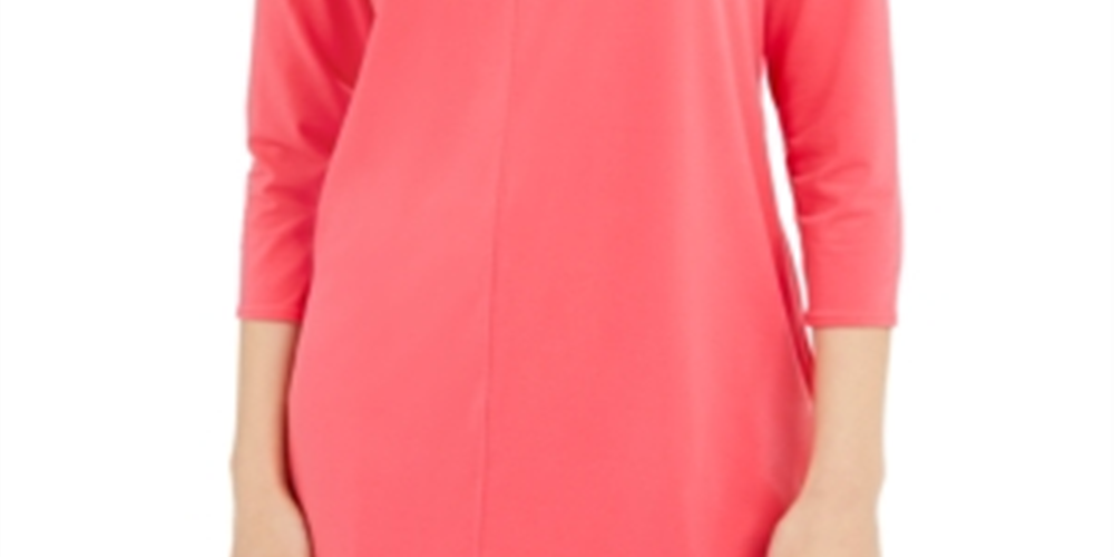 Blusa feminina Alfani coral com manga 3/4 e decote em joia, rosa, tamanho extragrande