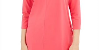Blusa feminina Alfani coral com manga 3/4 e decote em joia, rosa, tamanho extragrande