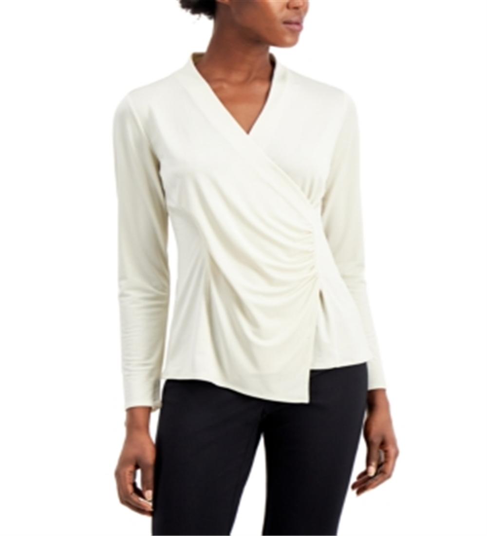 Top Alfani Feminino Estilo Wrap Branco Tamanho XX-Grande