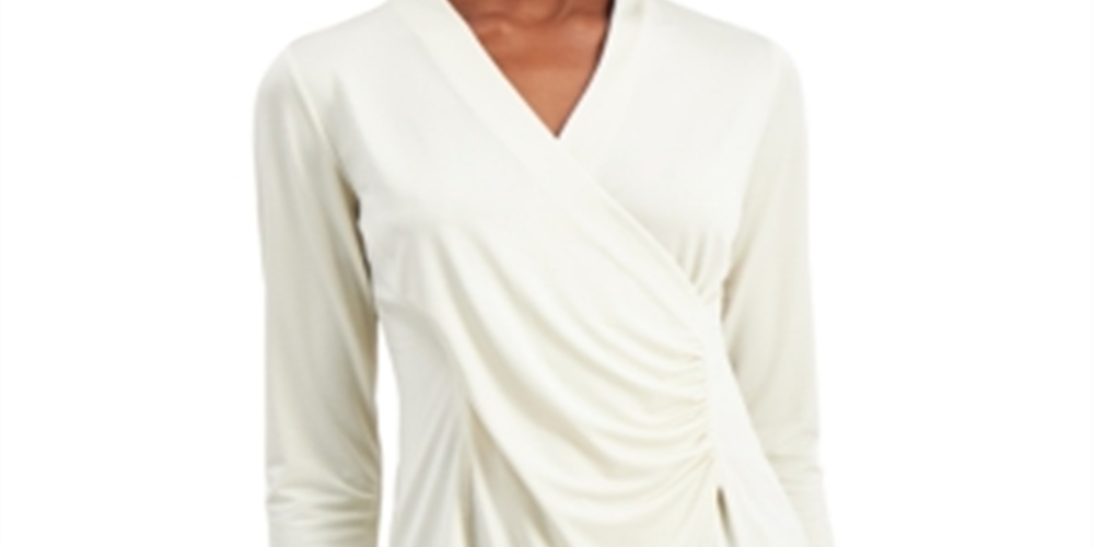 Top Alfani Feminino Estilo Wrap Branco Tamanho XX-Grande