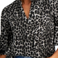 Blusa feminina Michael Kors com babados e manga cotovelo, cinza, tamanho grande