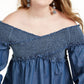 Blusa feminina plus size com manga sino franzida da INC International Concepts, azul, tamanho -0X
