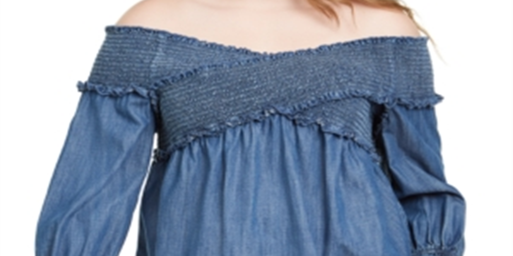 Blusa feminina plus size com manga sino franzida da INC International Concepts, azul, tamanho -0X
