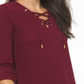 Blusa feminina Michael Kors Waffle Knit com cadarço frontal, vermelha, tamanho médio