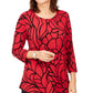 JM Collection Blusa Estampada Feminina Vermelha Tamanho P/M