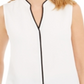 Blusa Calvin Klein Feminina Gola Alta com Acabamento Contrastado e Manga Curta Branca Tamanho Pequeno M