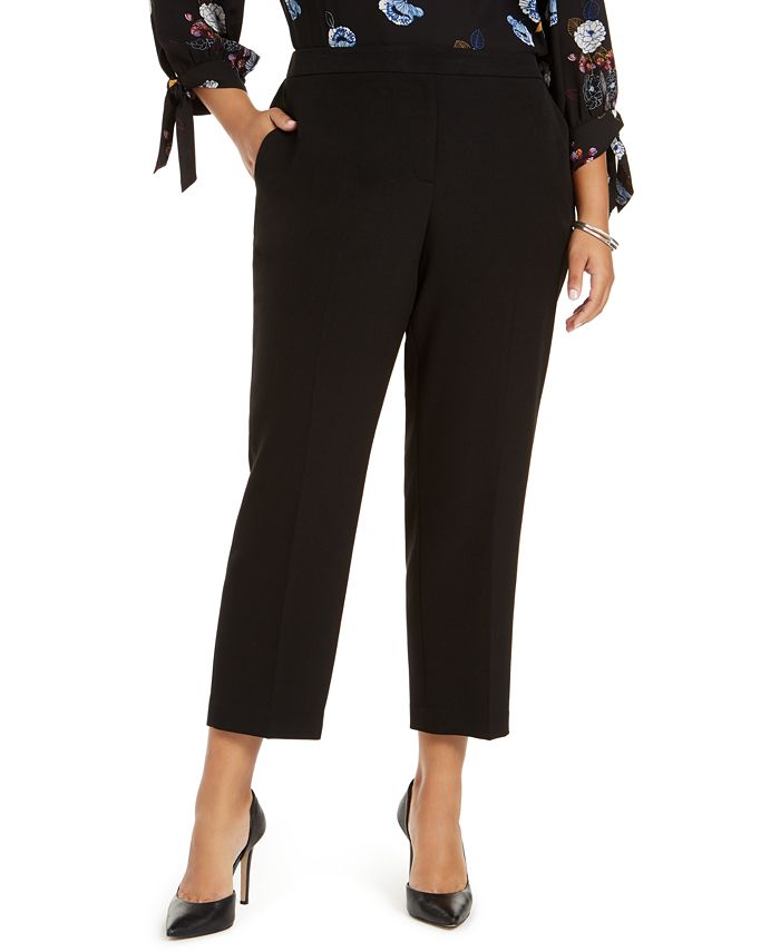 Calça reta feminina Kasper Plus, preta, tamanho 14W