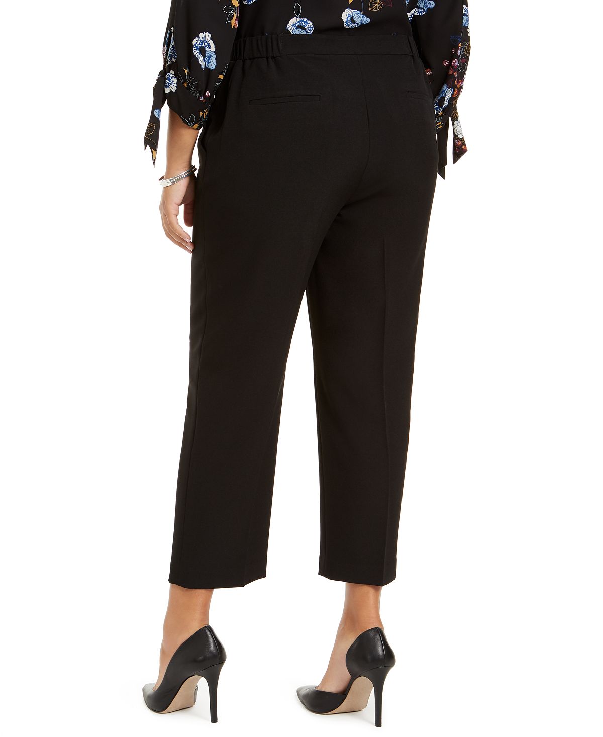 Calça reta feminina Kasper Plus, preta, tamanho 14W