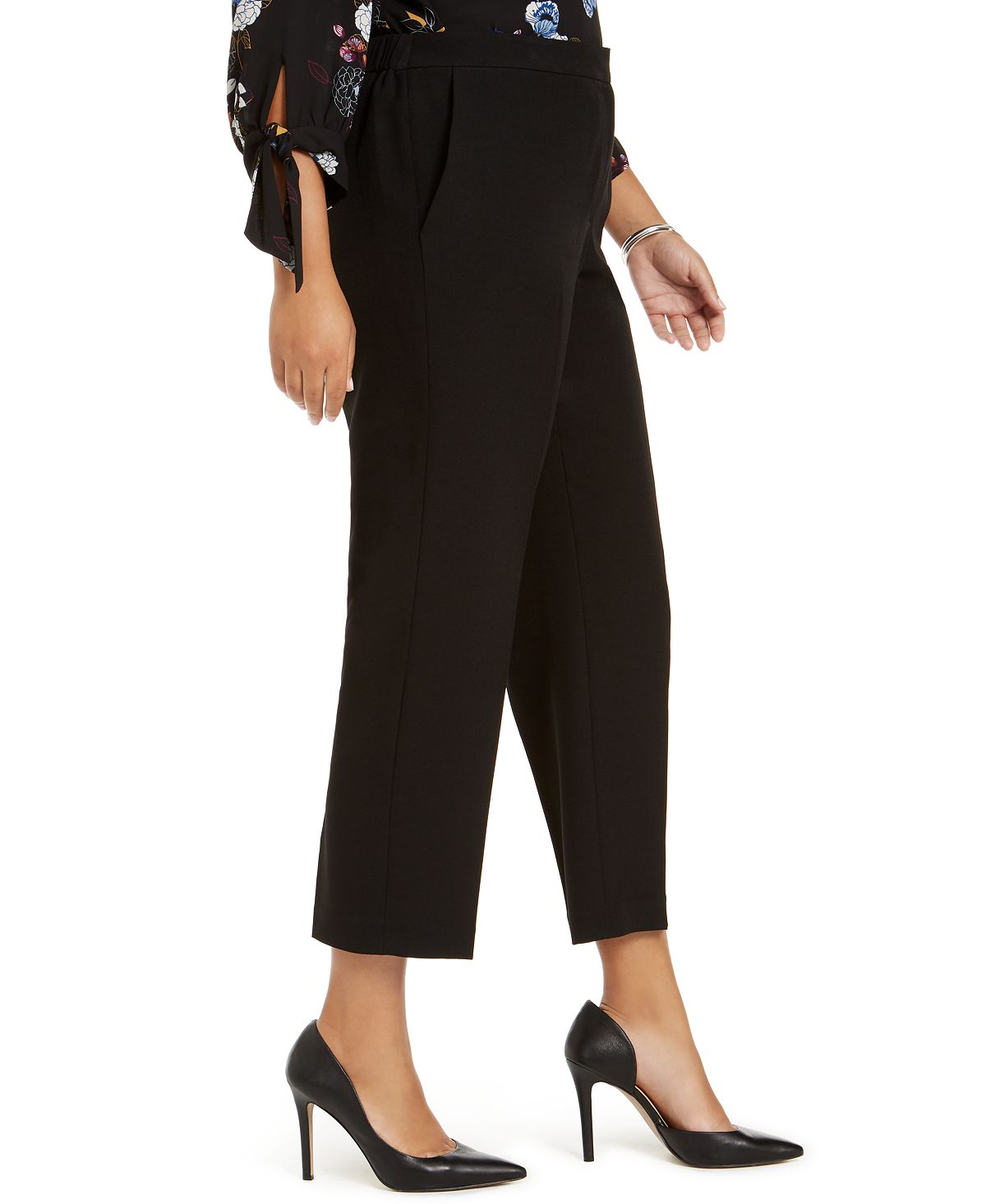 Calça reta feminina Kasper Plus, preta, tamanho 14W