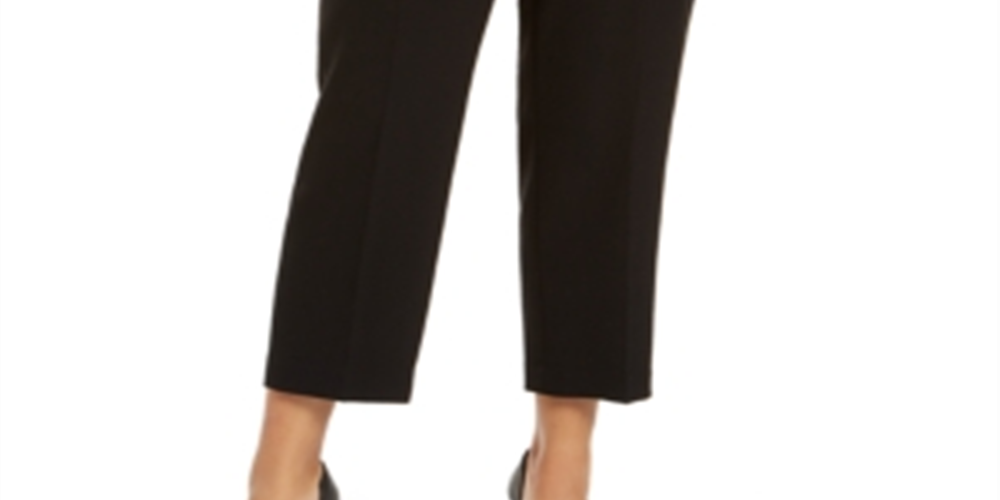 Calça reta feminina Kasper Plus, preta, tamanho 14W