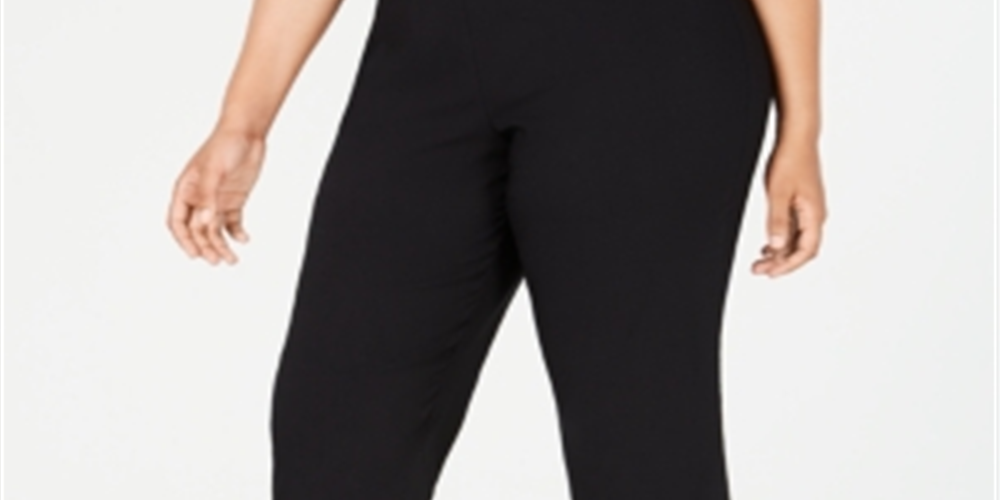 Calça Capri Feminina Plus Size com Barra Embelezada JM Collection Preta Escura Tamanho -0X