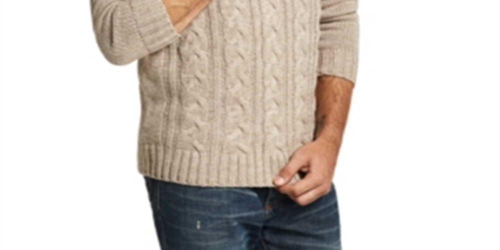 Suéter masculino vintage ombré com zíper de um quarto, à prova de intempéries, marrom, tamanho pequeno