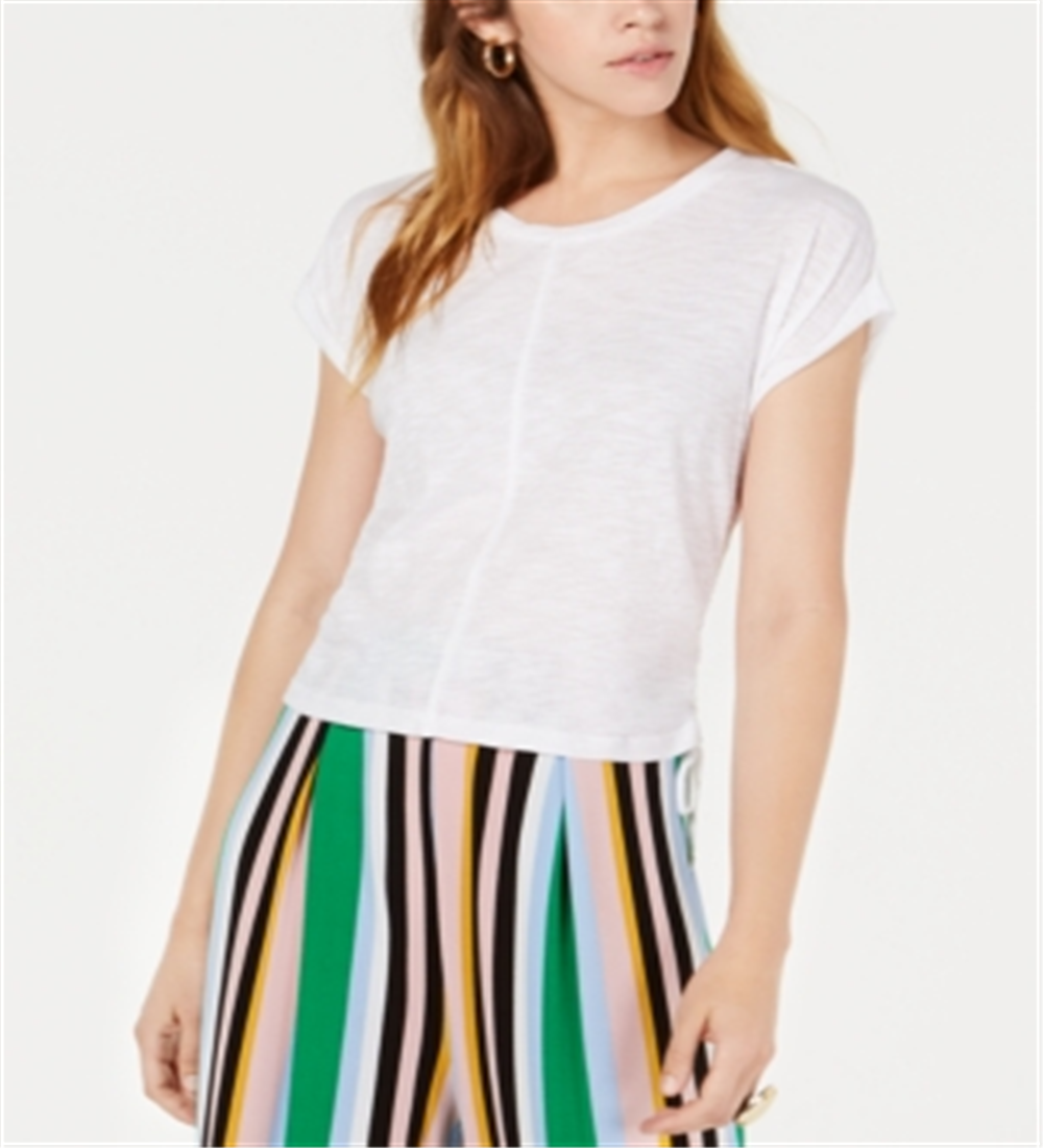 Blusa feminina Bar III de algodão com cordão lateral, branca, tamanho XXS