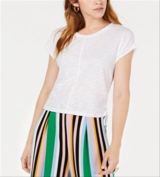 Blusa feminina Bar III de algodão com cordão lateral, branca, tamanho XXS