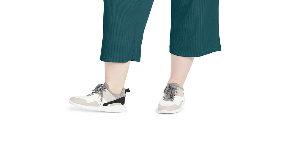 Calças culotte caneladas plus size femininas da Ideology, cor azul-petróleo, tamanho 3X