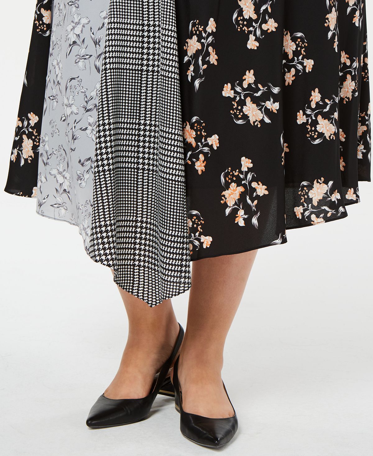 Calvin Klein Saia Midi Assimétrica Estampada Plus Feminina Preta Tamanho 20W