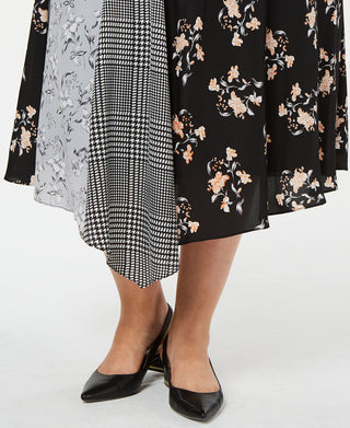 Calvin Klein Saia Midi Assimétrica Estampada Plus Feminina Preta Tamanho 20W